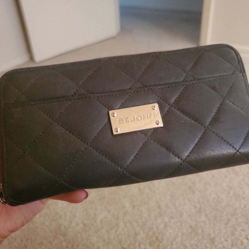 St. John Quilted Brown Leather Wallet